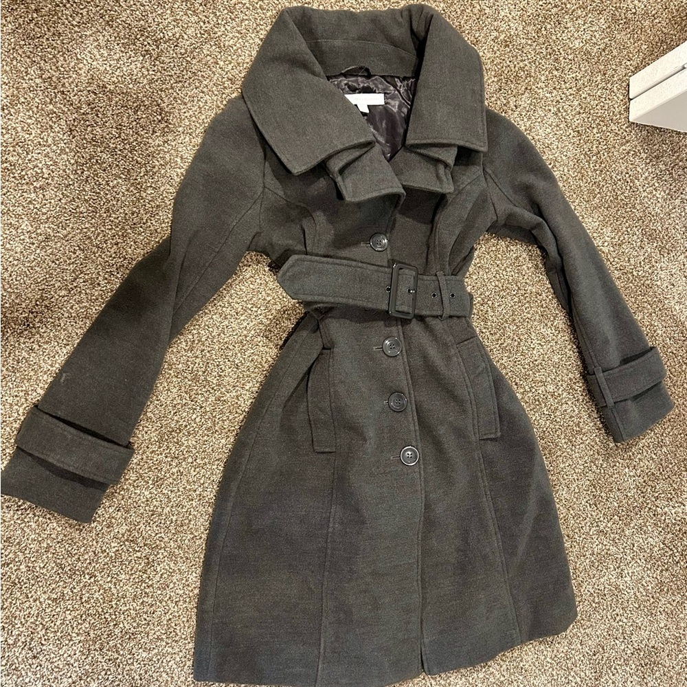 New York & Company Charcoal Belted Trench Coat